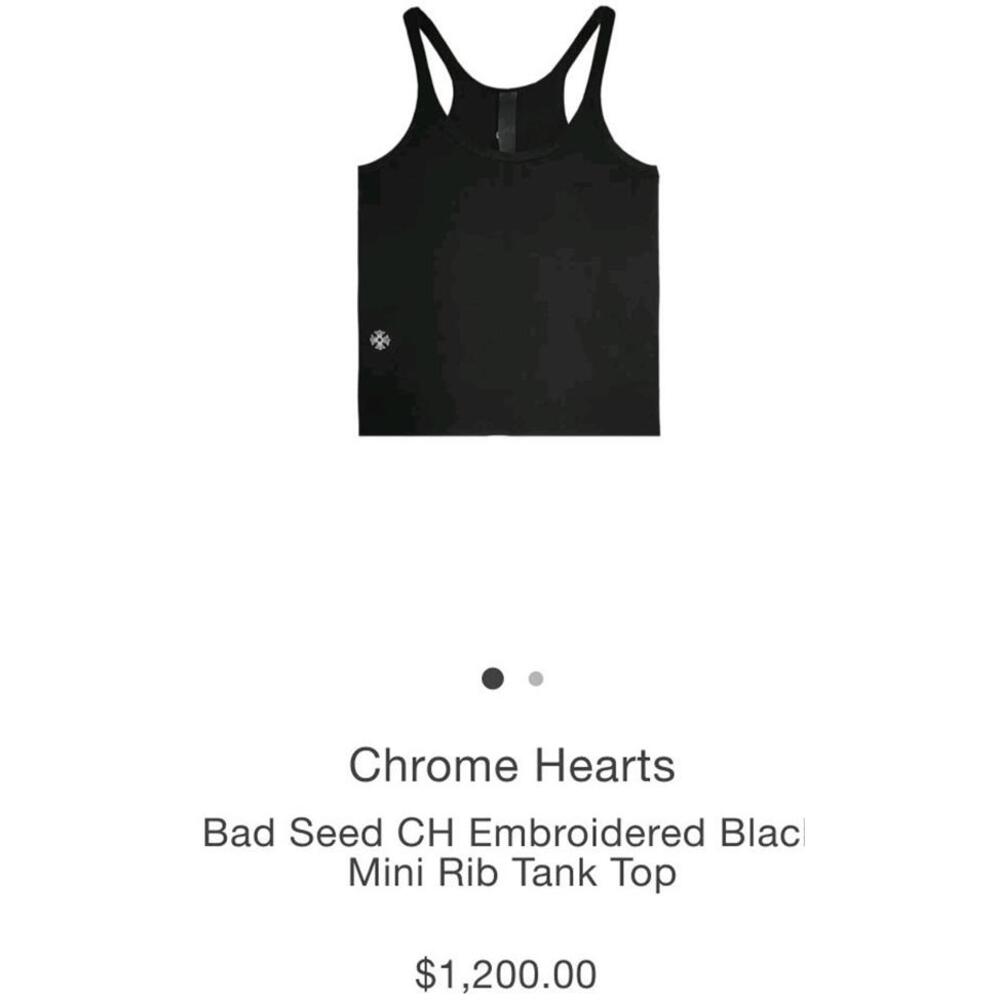 Chrome Hearts Bad Seed CH Embroidered Black Mini Rib size S Tank Top $1200 # W - Picture 4 of 9